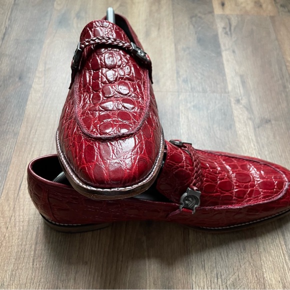 Stacy Adams Mens Red Diamonte Leather Dress Shoes 10 M - Picture 5 of 12